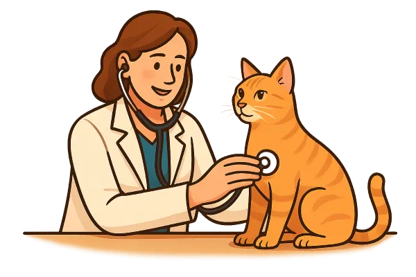 Tierärztin untersucht behutsam eine Katze - professionelle Tierpflege und Notfallbehandlung